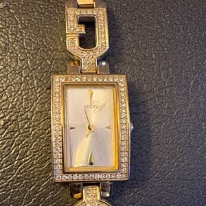 GUESS Gold Tone Women's Crystal Accent Bracelet Watch
